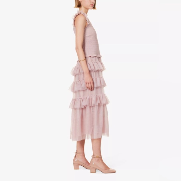 ME + EM Women's Ethereal Tulle Shirred Maxi Dress pink Glinda US Size 10 - Picture 2 of 11